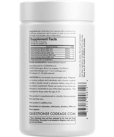 CodeAge Grass-Fed Beef Organs - 180 Capsules for Nutrient Power - Buy Online on GoSupps.com