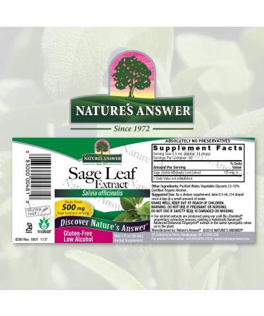 Nature's Answer Sage Leaf Extract - Organic Digestive Support & Gut Health | 1 oz - Buy Online on GoSupps.com