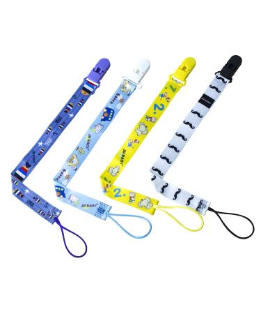 Jm Baby Schnuller-Clip pacifier band holder multi-colored washable with a unique two-sided design for newborns boys and girls 4 pieces