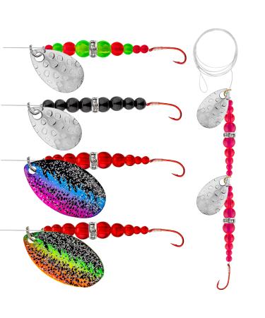 QualyQualy Fishing Lure Rig Spinnerbait, Walleye Rig Spinner Blades for Lure Making Freshwater Saltwater Fishing Bait Rig A - Walleye Rig 5pcs