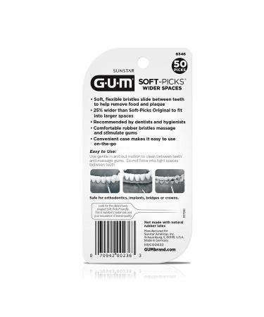 GUM Soft-Picks Wider Spaces Dental Picks, 300 Count - 50 Count (Pack of 6) for Effective Oral Care - Buy Online on GoSupps.com