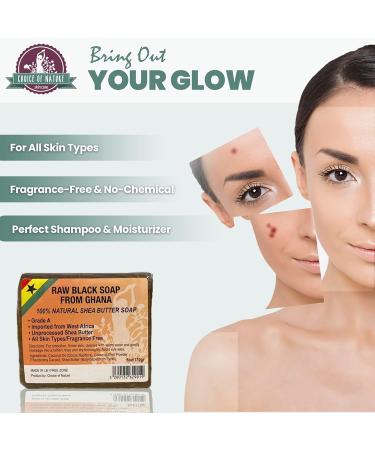  Choice of Nature African Black Soap - 6oz Organic Bar for Acne Eczema Treatment Dry Skin Dark Spot Removal Face & Body - with Shea Butter Cocoa Butter & Coconut Oil for Men & Women - Buy Online on GoSupps.com