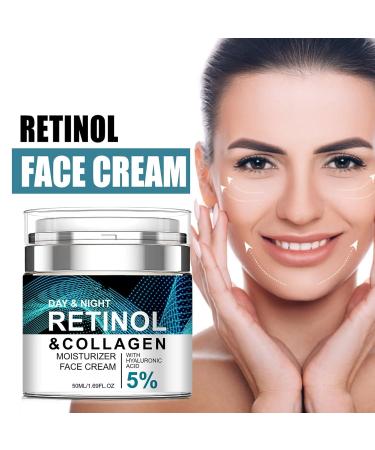 Retinol Cream for Face with Collagen and Hyaluronic Acid Collagen Skin Tightening Cream Day & Night Anti Aging Facial Moisturizer for Women & Men Reduces Wrinkles Fine Lines Dryness - Buy Online on GoSupps.com