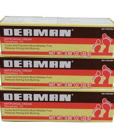 Derman Antifungal Cream for the Treatment of Athlete's Foot (3 Pack (0.88 Ounce))
