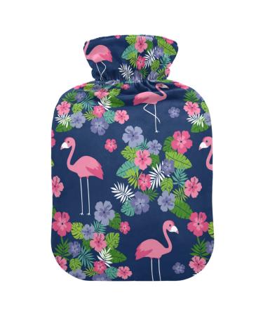 Heat bottle with reference 1 l of hard-wearing warm-up bag for handwheel warmer shoulder and neck pain cramps heating press and heat therapy patterns of summer flamingos with hibiscus flowers