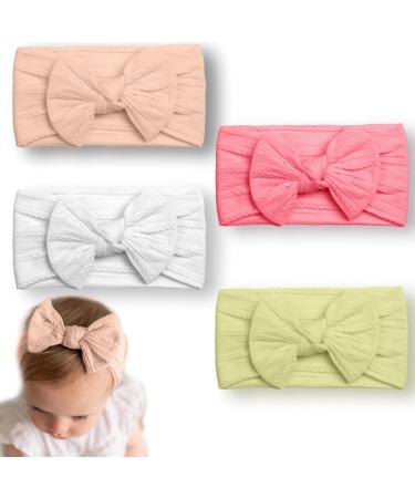 YANINEE 4 Pieces Nylon High Elastic Hair Band Headband Baby Girl 0-6 Months
