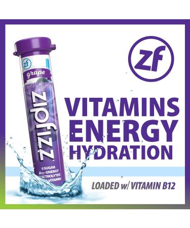Zipfizz Grape Energy Drink Mix - Electrolyte Hydration Powder with B12 & Multi Vitamin (20 Pack) - Buy Online on GoSupps.com