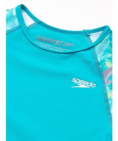 Speedo Girls' Printed Rash Guard Swim Set - Turquoise, Size 4 - Buy Online on GoSupps.com