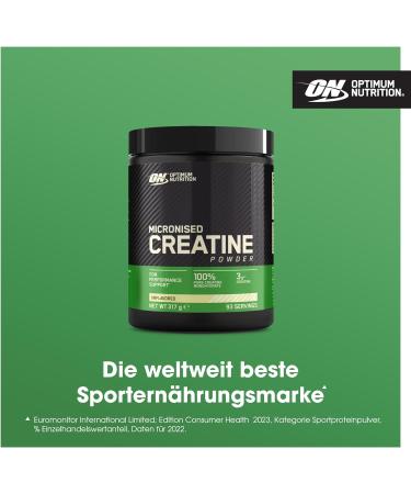 Optimum Nutrition Micronised Creatine Powder - 100% Pure Monohydrate for Performance - 93 Servings 317g Unflavoured Shake - Buy Online on GoSupps.com