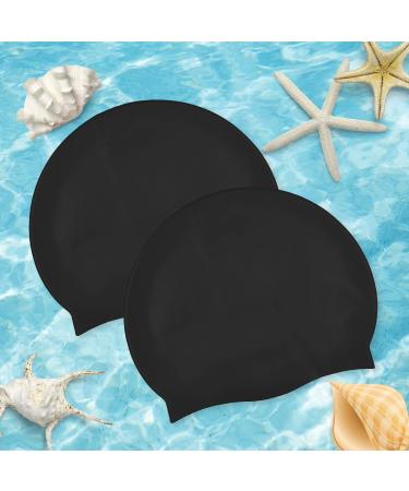 Newan 2-Pack Silicone Bathing Caps | Ear Protection Comfort & Slip Resistance | Ideal for Long Hair | Unisex Black Swimming Caps - Buy Online on GoSupps.com