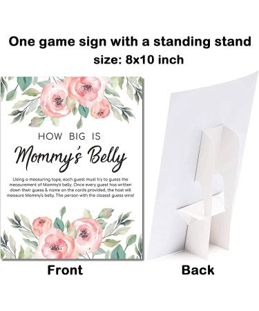 Baby Shower Measure Belly Game Set - 34 PCS Pink | How Big is Mommy's Belly | Includes 30 Guessing Cards, 3 Measuring Tapes, and Game Sign with Stand - Buy Online on GoSupps.com
