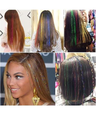 ROOYA 220-Piece Hair Lametta - Sparkly Glitter Hair Stripes for Women & Girls | Perfect for Halloween Parties - Silver - Buy Online on GoSupps.com
