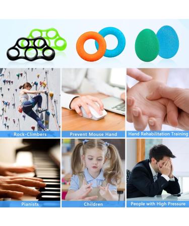 Aobope 12 Pack Finger Trainer Set - Egg-Shaped Grip Balls & Resistance Tapes for Hand Strengthening | Improve Grip & Finger Strength Effortlessly - Buy Online on GoSupps.com