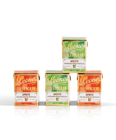Leone depuis 1857 - Pastilles Leone Mojito et Spritz - Bonbons Leone saveur Mojito et Spritz Sans Gluten et V gans - 4 petites bo tes de 27g (4 x 27g)