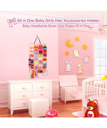 Hair Bows Holder with Large Capacity | Hair Clips Storage Hanger | Baby Hair Accessory Storage Display | Wall Hanging Organizer for Girl Room | Baby Nursery Decor - 13.7x26 Inch - Buy Online on GoSupps.com