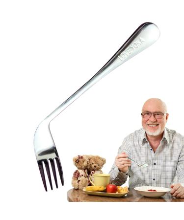 Elderly Elbow Fork Spoon | Angled Eating -Feeding Spoon Utensil | Elder Feeding Utensil for Convenient and Comfortable Dining for Disabled Adults and Seniors Fanelod Right Hand - Fork