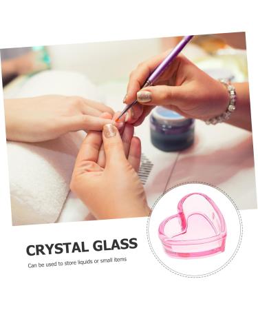 Baluue Dappen Dish for Acrylic Nails Heart Shaped Glass Crystal Acrylic Nail Cup with Lid Liquid Powder Dappen Bowl Dish Nail Manicure Tool Supply Pink - Buy Online on GoSupps.com