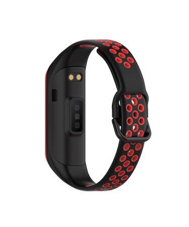 Bands Compatible with Samsung Galaxy Fit 2 Wristbands Two-Toned Silicone Colourful Breathable Bracelet Strap Band for Galaxy Fit 2 SM-R220 Fitness Smartwatch for Men Women Red