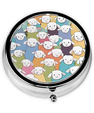 Shop Cute Colorful Sheep Cartoon Round Pill Box - 3 Compartment Travel Organizer for Vitamins & Meds - Buy Online on GoSupps.com