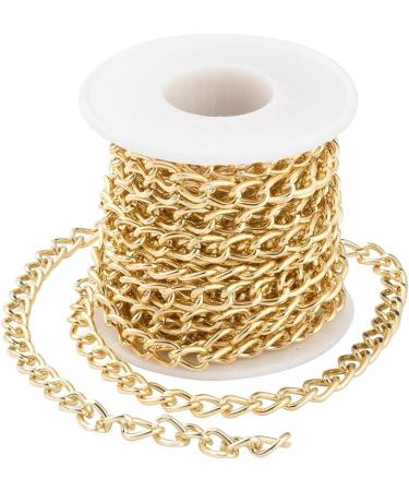 16.4ft Twisted 2mm Aluminum Curb Chain | Golden Plated for Jewelry Making | Pendant Necklace Chain Spool | 1Gold-10x6.5x1.8mm - Buy Online on GoSupps.com