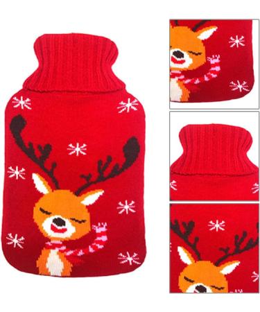 Kripyery 1000 ml Christmas Moose Pattern Hot Water Bottle - Ideal for Cold & Hot Compresses Perfect for Neck Shoulder Back Hands Legs & Waist Relief | International Shipping Available - Buy Online on GoSupps.com