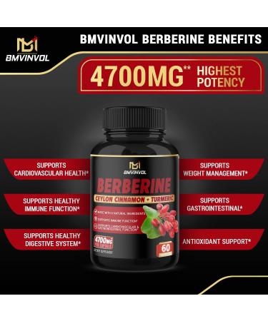 BMVINVOL Berberine Plus Ceylon Cinnamon Capsules | 4700mg | 6-Month Supply | Immune & Heart Support - Buy Online on GoSupps.com