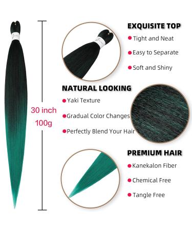Xusuperb Lang Pre-Stretched Ombre Green Braiding Hair - 30 Inch Easy Knotless Extensions (6 Packs) | Soft Yaki Texture for Braiding (T1B/Green#) - Buy Online on GoSupps.com