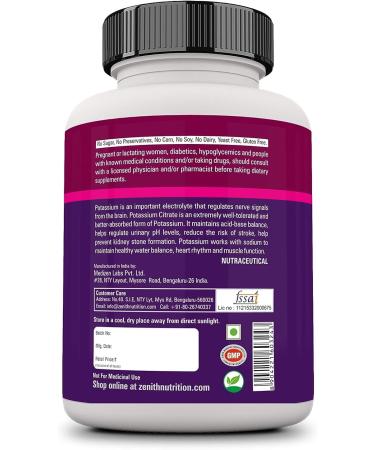 Potassium Citrate 99mg (120 Veg Capsules) - 100% Herbal Formula | NO Side Effects - Buy Online on GoSupps.com