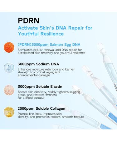 Salmon DNA PDRN Anti-Aging Serum 5000ppm Salmon Egg DNA Ampoule 2000ppm Collagen Glutathione Niacinamide & 6 Hyaluronic Acids Korean Skincare for Wrinkles & Radiance,0.05 fl.oz x 30e - Buy Online on GoSupps.com