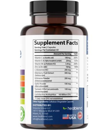 healblend Neuro Plus & Immune Support Bundle Brain Boost Nootropic for Focus Energy Memory & Clarity Elderberry Zinc Vitamin C Turmeric Probiotics 2 Pack 120 Capsules Each - Buy Online on GoSupps.com