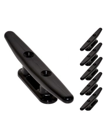QPURO Black Nylon Boat Cleat 6 Inch - (2, 5, 10 Pack) - Rope Cleat, Kayak, Boat Dock Cleats - Ideal for Marine, Deck, Nautical Decor 5-Pack