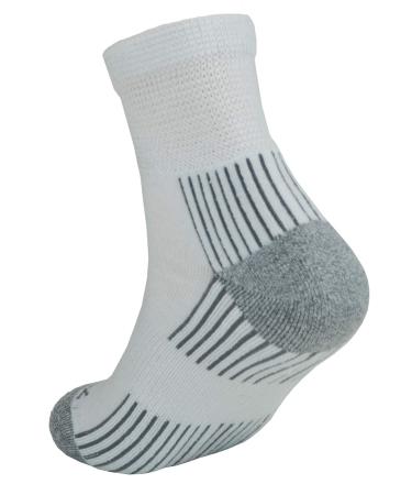 Ecosox Viscose Diabetic Bamboo Quarter w/Arch Support Socks (White/Gray 9-11 White/Gray