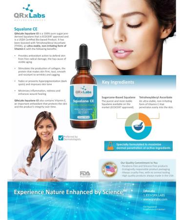 Organic Plant-Based Squalane Oil with Advanced Vitamin C - USDA Certified - 1 oz - Buy Online on GoSupps.com