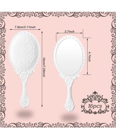 Yalikop 16 Pcs Retro Handheld Mirror - Vintage Vanity Cute Oval Decorative Mirror for Girls - Compact Travel Makeup Mirror (White) - Buy Online on GoSupps.com
