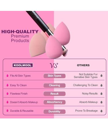 KOOLMOOL Makeup Sponge & Concealer Brush Set 4 High-definition makeup sponges for foundation 1 concealer brush - Latex-Free sponges for foundation Concealer Brush for Concealing Blending Buffing. - Buy Online on GoSupps.com