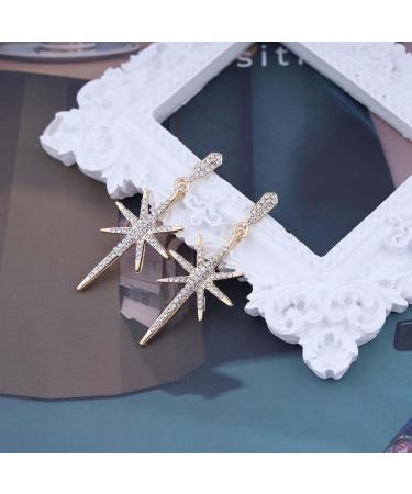 Shop Vintage Crystal Northstar Dangle Earrings | Rhinestone Gold Star Drop Jewelry for Women - Buy Online on GoSupps.com