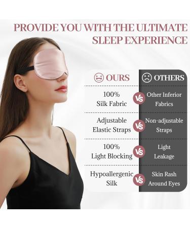 Silk Sleep Mask - 100% Mulberry Silk Eye Cover for Sleeping Adjustable No Pressure Night Eye Shade - Travel Essentials (Pink - Buy Online on GoSupps.com