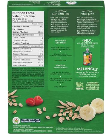 GERBER ORGANIC CEREAL Wheat & Wholegrain Oatmeal with Banana Raspberry Baby Food Cereals 8+ months 208 g 6 Pack - Buy Online on GoSupps.com