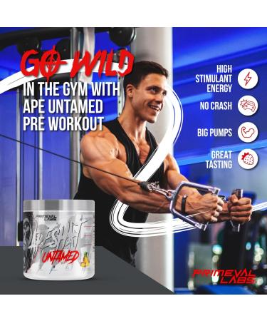 Primeval Labs Ape Untamed Pre Workout Energy Drink Powder - Mango Pineapple Flavor | Nitric Oxide Booster with L-Citrulline & Beta Alanine | Enhanced Pump & Focus - 40 Servings - Buy Online on GoSupps.com