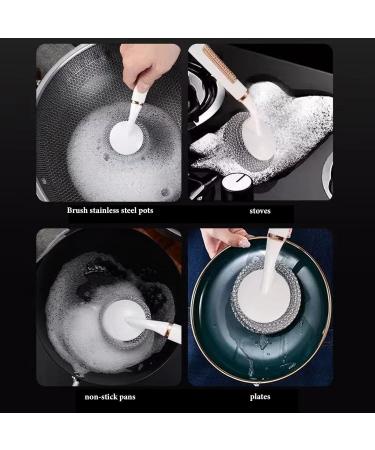 Shakven Stainless Steel Dish Scrubber Brush Stainless Steel Bristles Dish Scrub | Reusable Tile Cleaning Scrubber Brush for Countertops Cutting Boards Dishes White B - Buy Online on GoSupps.com