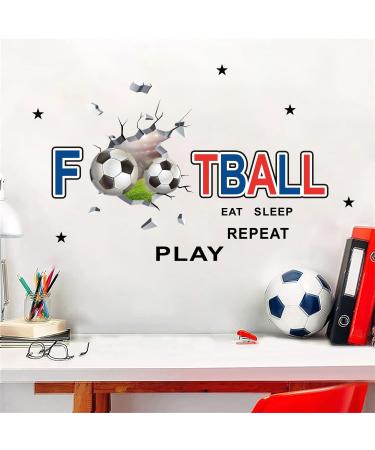 ANHUIB Football Wall Stickers Football Stickers for Boys Bedroom Football Wall Decal for Nursery Soccer Sport Wall Sticker for Kids Room Teens Playroom Classroom Wall Decoration Boys Room Accessories Colourful E