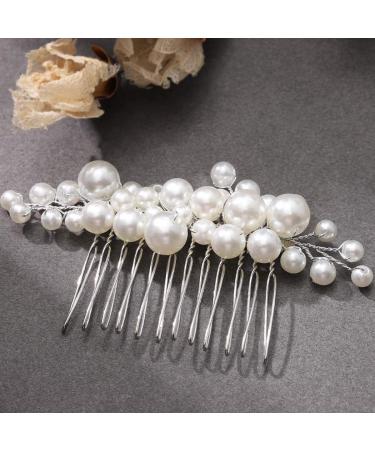 Ushiny Pearl Bride Wedding Hair Comb | Silver Headpiece & Bridal Accessories for Women & Girls - Shop Now! - Buy Online on GoSupps.com