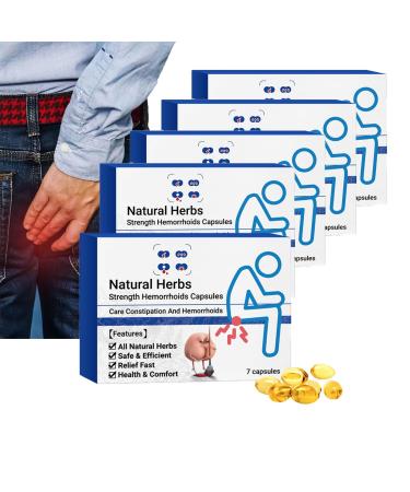 Qhnxyh Heca Natural Herbal Strength Hemorrhoid Capsules Natural Hemorrhoid Relief Capsules Helps Relieve Burning & Discomfort Fast (Color : 5boxs)