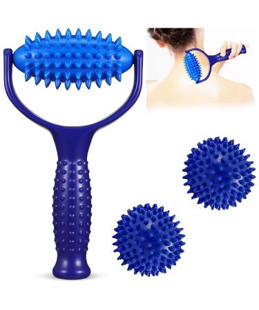 3 pieces massage balls massage scooter massage roller with knobs massage balls fascia ball premium hedgehog ball foot massage massage roller hedgehog ball massage roller with handle for foot and back muscles - Buy Online on GoSupps.com