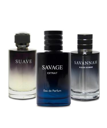 Men's Cologne Savage Set Wonderful Multi Scent Eau de Toilette Natural Spray Men's Perfume For all Day Used 100ML Each Bottle(3PCS) Savage 3.4 Fl Oz (Pack of 3)