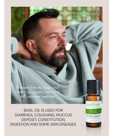 Organic Basil Oil - 100% Pure & Natural Therapeutic Quality for Aromatherapy & Body Care (10ml) - Buy Online on GoSupps.com