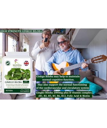 High Strength Ginkgo Biloba Capsules with B Vitamins - 2000mg Equivalent - Vegan Friendly - Buy Online on GoSupps.com