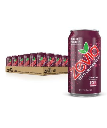 Zevia Zero Calorie Soda Black Cherry 12 Ounce Cans (Pack of 24) Black Cherry 12 Fl Oz (Pack of 24)