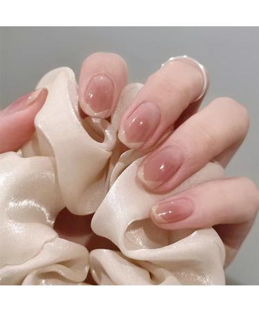 Gradient Brown French False Nails - Short 24Pcs Press On Square Acrylic Tips for Women - Buy Online on GoSupps.com