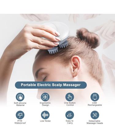 Ankilo Electric Head Massager - Wireless Scalp & Full Body Massage Device with 4 Interchangeable Kneading Heads | IPX7 Waterproof | Ideal for Cats & Dogs | Promotes Hair Growth - White/Gray - Buy Online on GoSupps.com